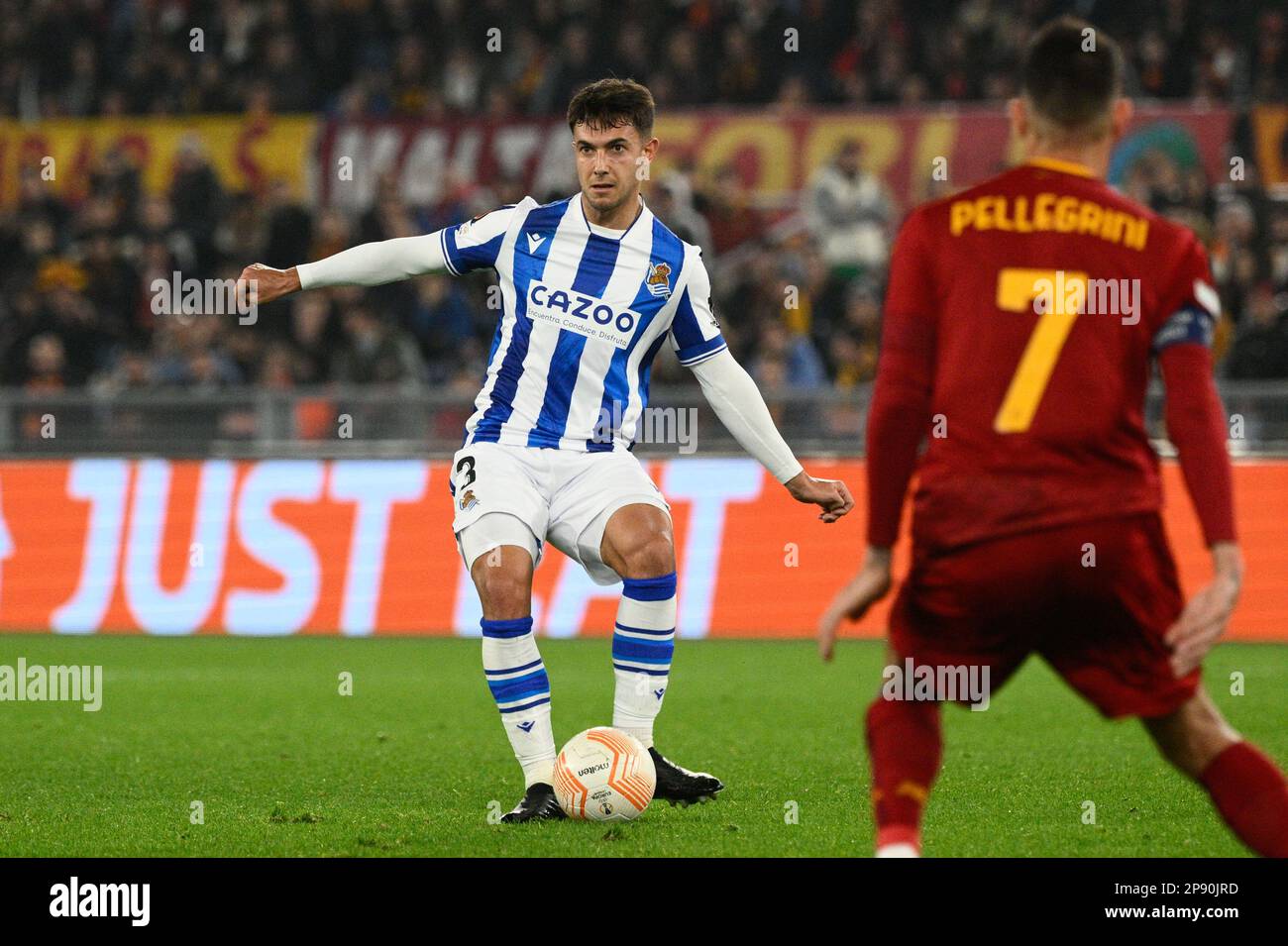 Rome, Italie. 09th mars 2023. Martin Zubimendi (Real Sociedad) lors du match de football de l'UEFA Europa League 2022-2023 entre AS Roma et Real Sociedad au stade olympique de Rome sur 09 mars 2022. Crédit : Agence photo indépendante/Alamy Live News Banque D'Images