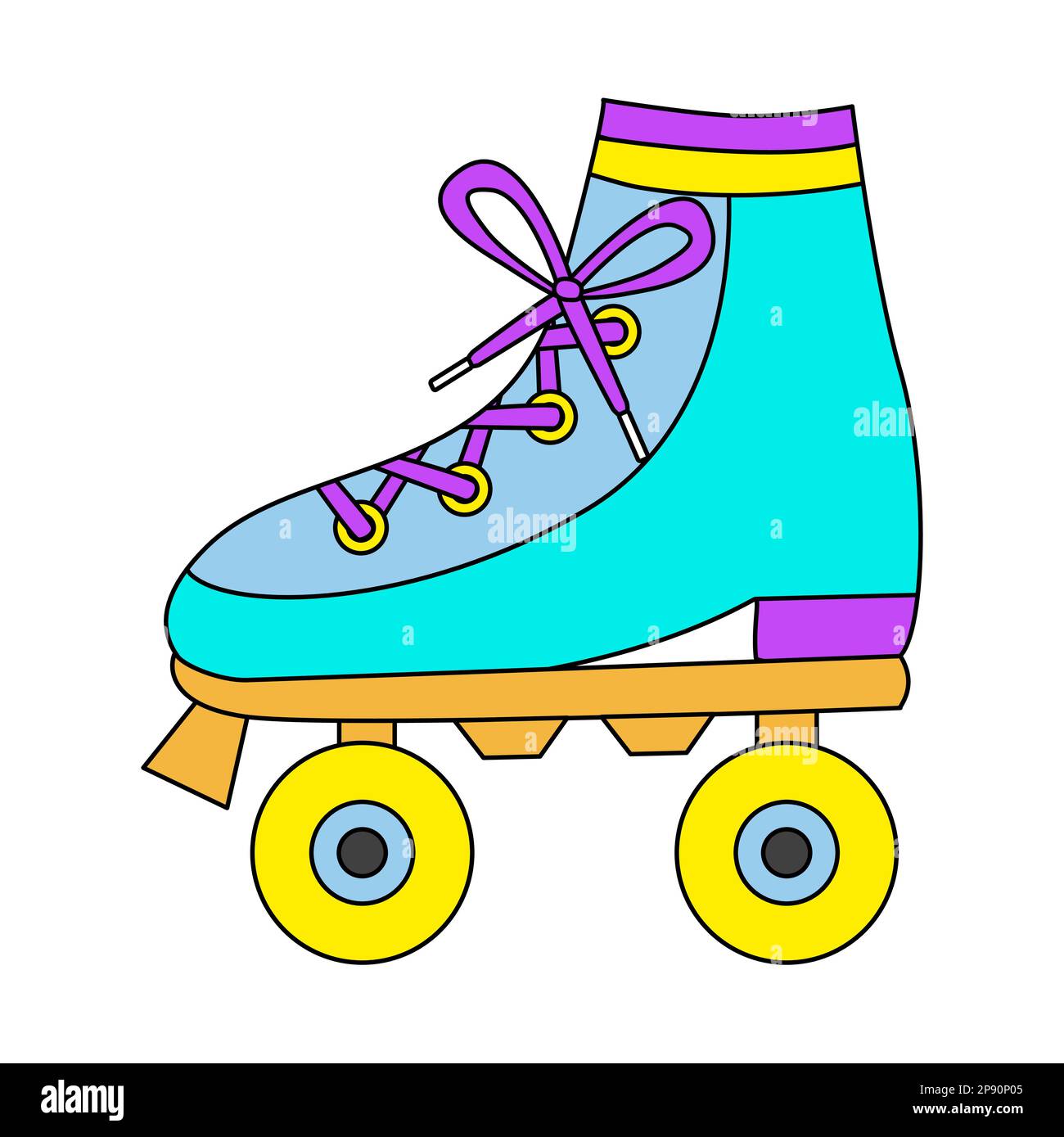 Patins à roulettes rétro, illustration vectorielle plate de style doodle Illustration de Vecteur