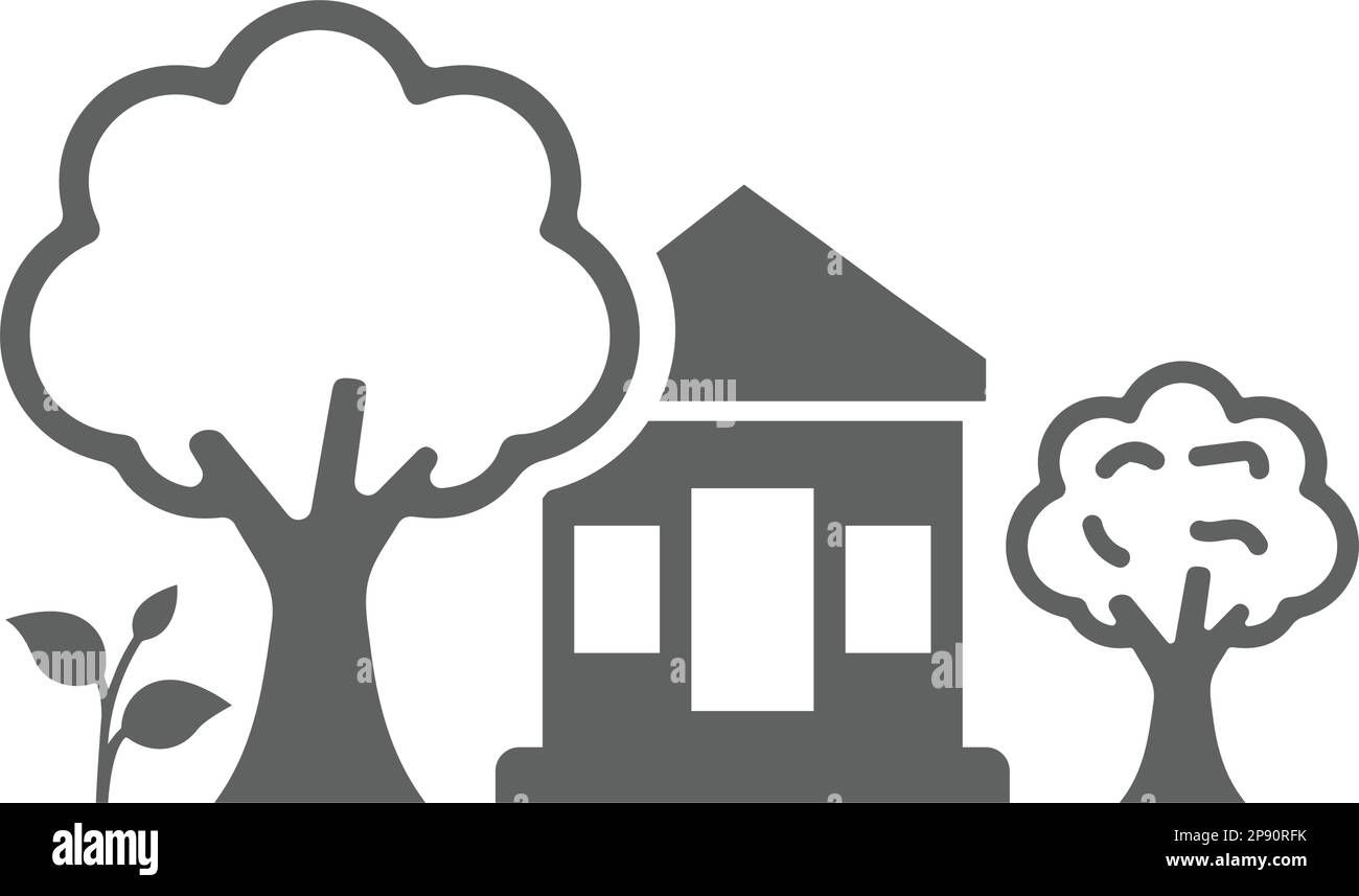 Écologie, icône de la maison d'arbre verte. Utilisation pour les projets commerciaux, les supports d'impression, le Web ou tout type de projet de conception. Illustration de Vecteur