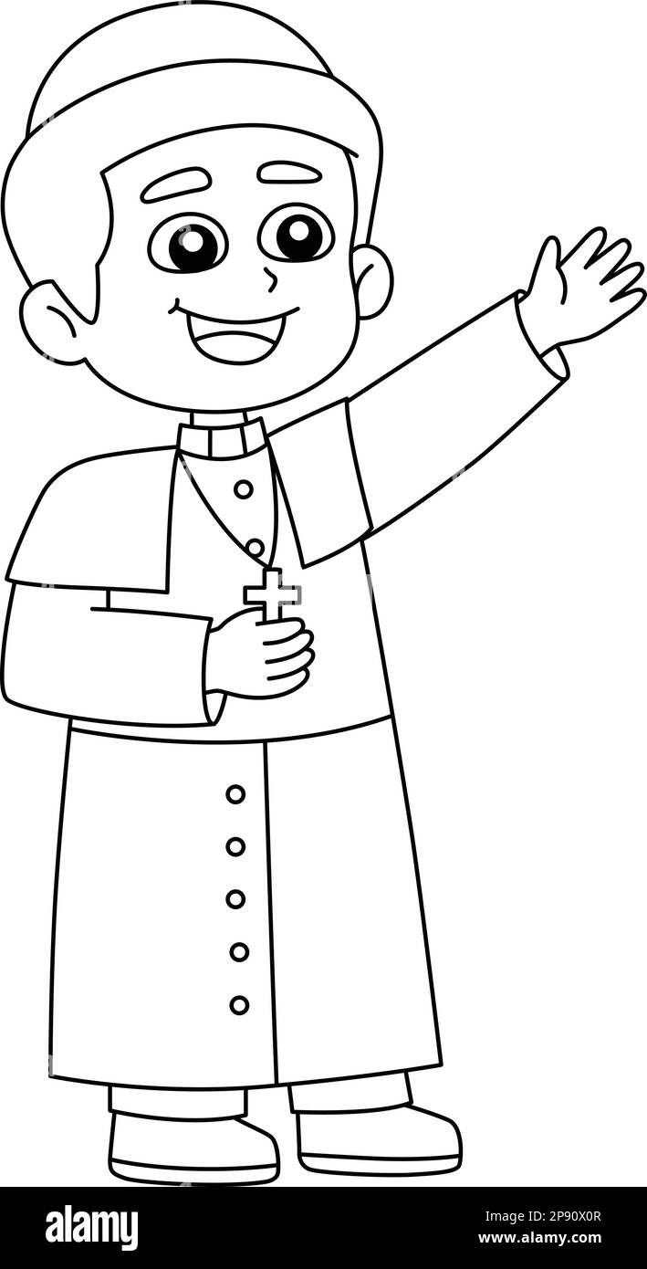 Prêtre isolé coloriage page pour enfants Illustration de Vecteur