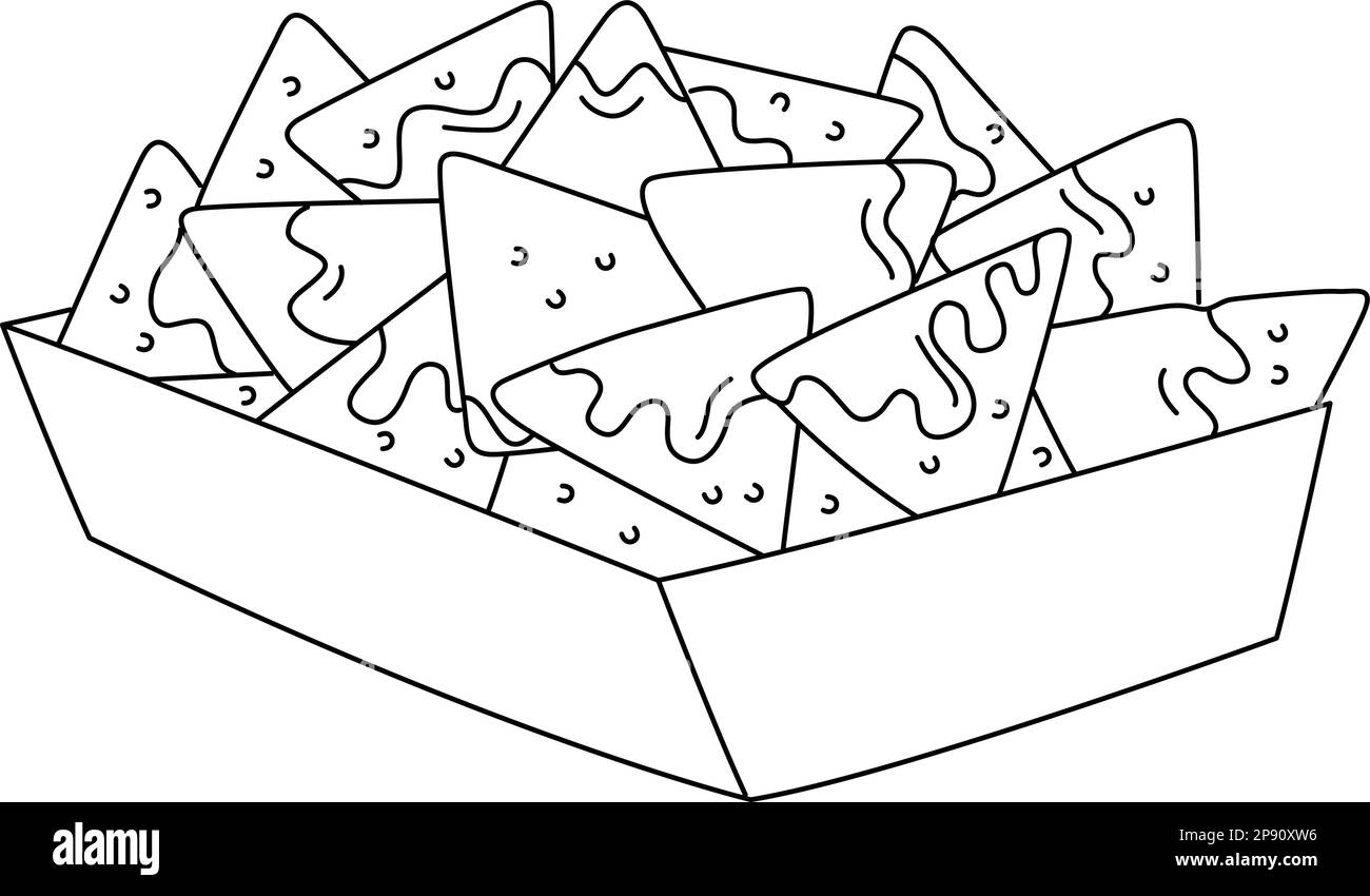 Nachos page de coloriage isolée pour enfants Illustration de Vecteur Nachos page de coloriage isolée pour enfants Illustration de Vecteur