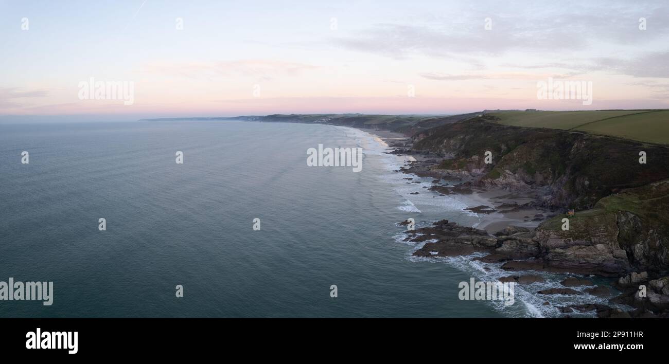 Sharrow Beach, Whitsand Bay, Cornwall - Drone photo panoramique aérienne Banque D'Images
