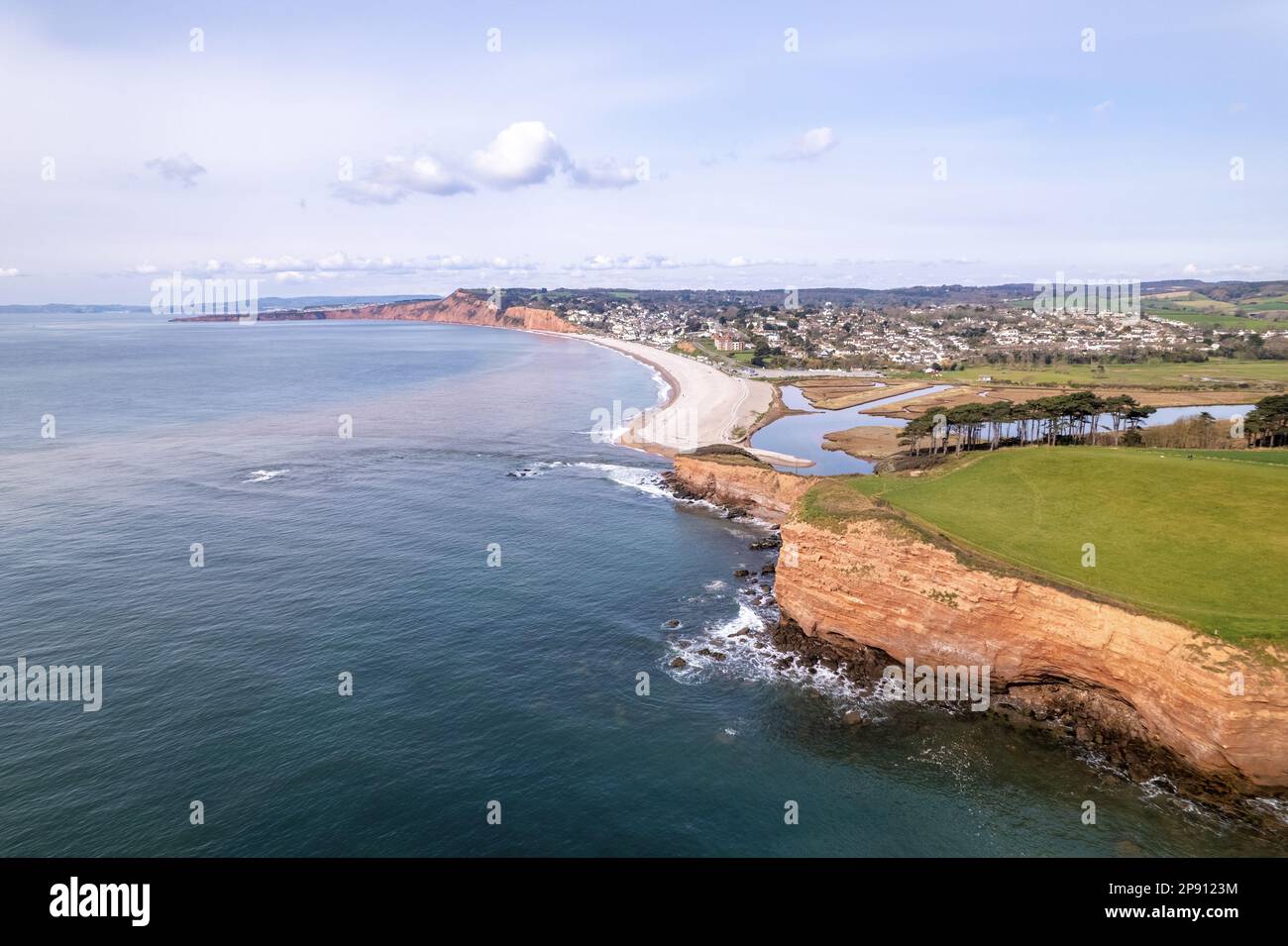 Budleigh Salterton, Devon - Drone photo aérienne Banque D'Images