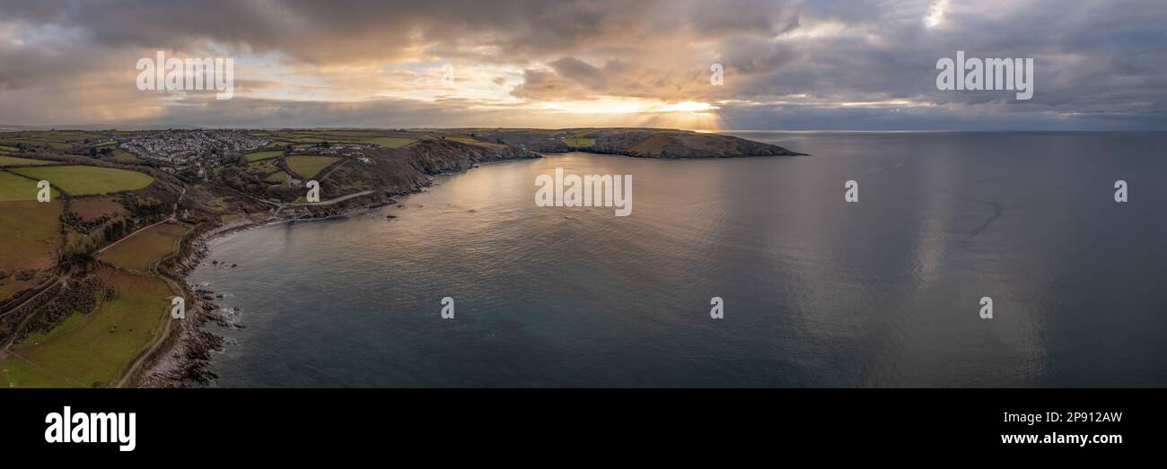 Baie de Wembury, Devon - Drone photo panoramique aérienne Banque D'Images