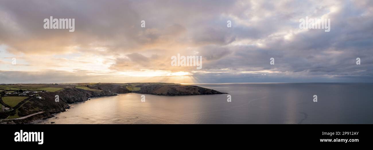 Baie de Wembury, Devon - Drone photo panoramique aérienne Banque D'Images