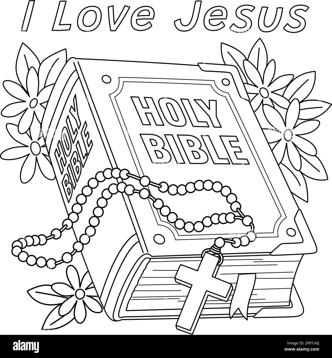 Christian I Love Jesus coloriage page pour enfants Illustration de Vecteur