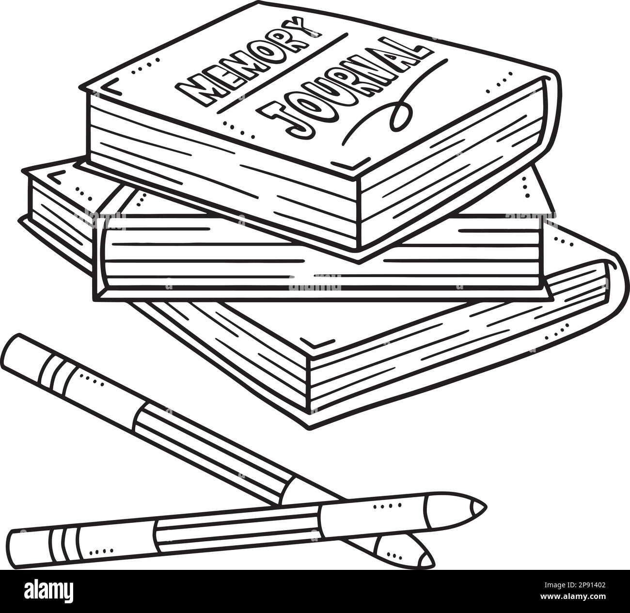 Journaux de mémoire et page de coloriage isolée crayon Illustration de Vecteur