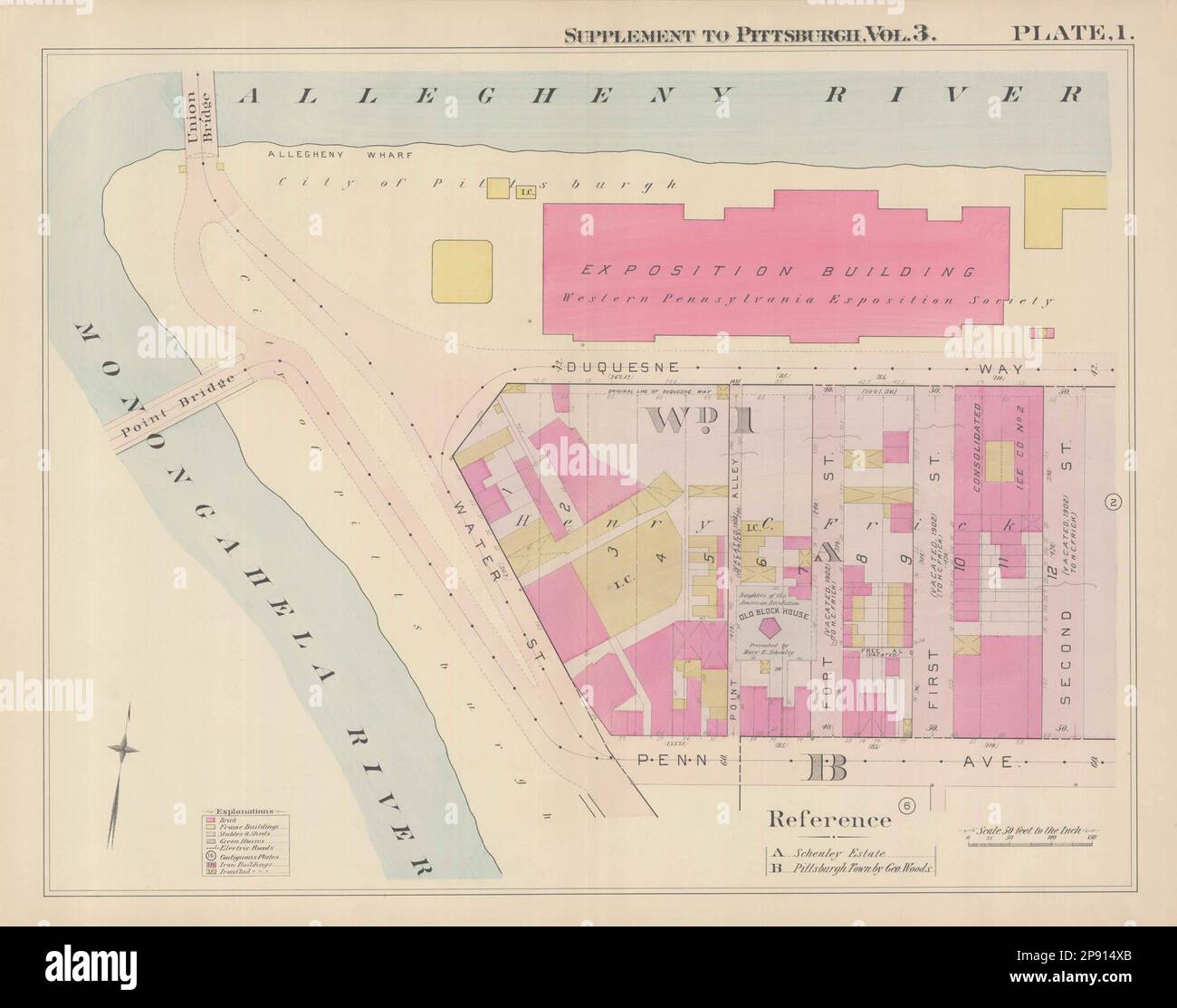 1900: Une carte de la fourche de l'Ohio. Banque D'Images