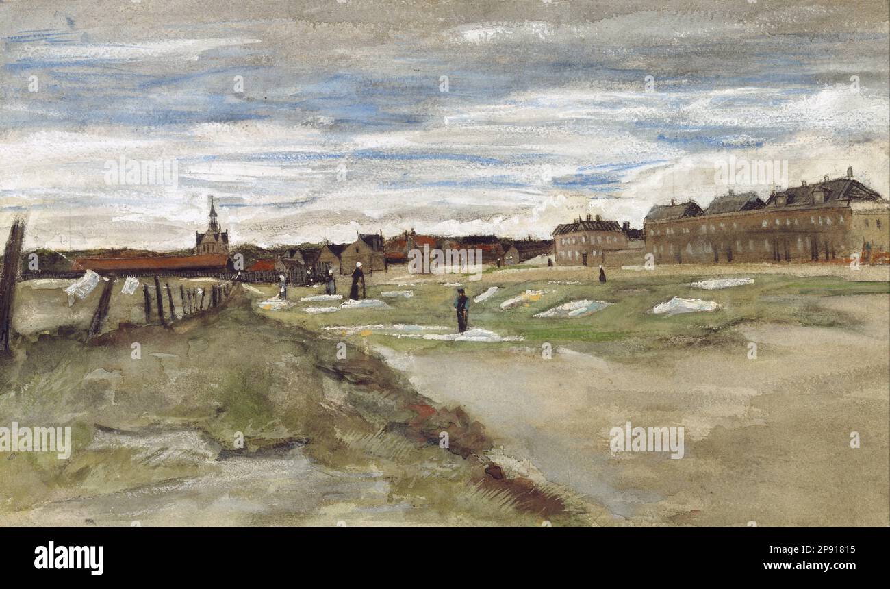 Terrain de blanchiment à Scheveningen la Haye, juillet 1882 par Vincent van Gogh Banque D'Images