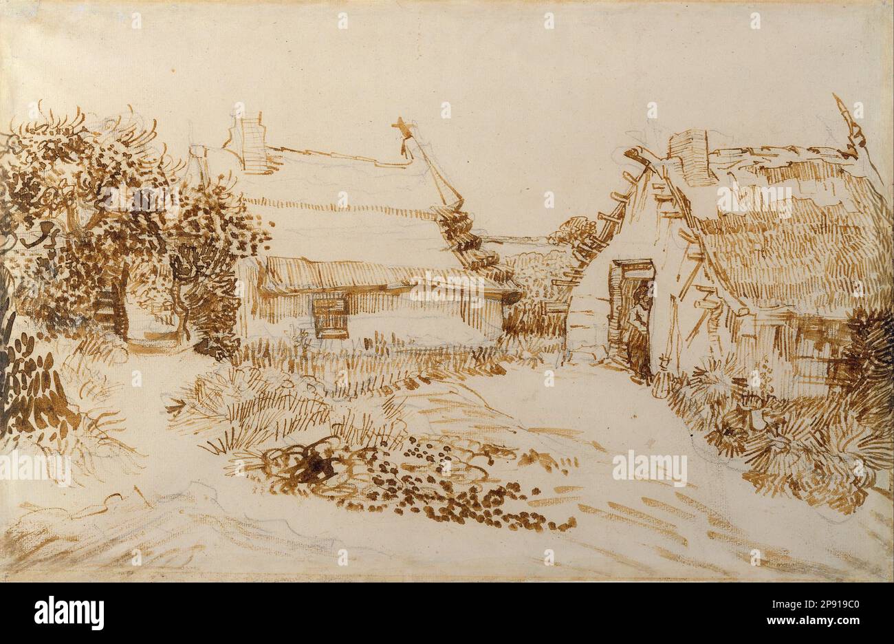 Deux cottages à Saintes-Maries-de-la-Mer 1888 par Vincent van Gogh Banque D'Images