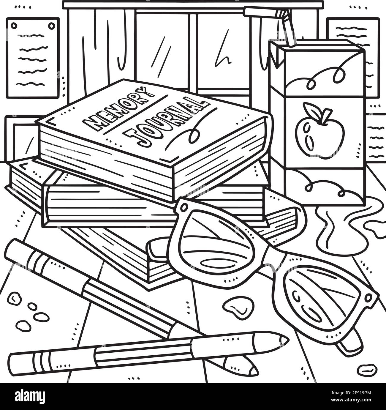 Dernière page de coloriage du journal de mémoire du jour de l'école Illustration de Vecteur