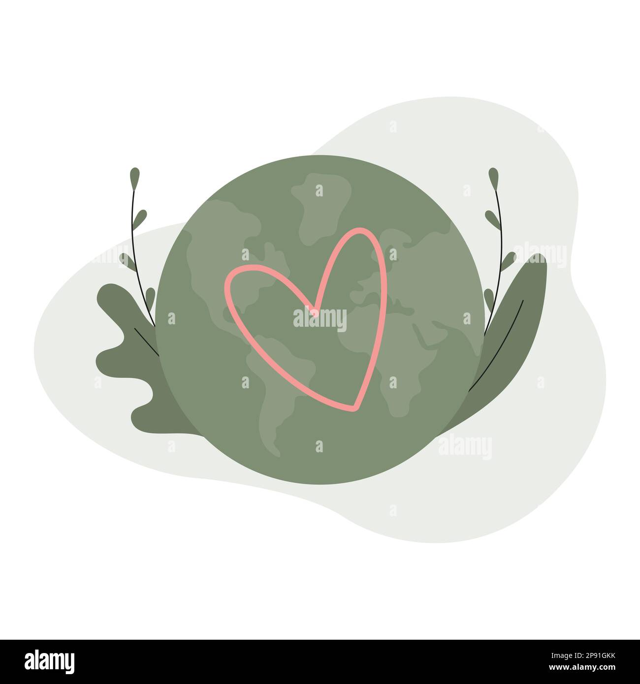 Planète Terre ou monde. Amour, soin planète concept. Enregistrer l'affiche planète. Illustration vectorielle plate Illustration de Vecteur