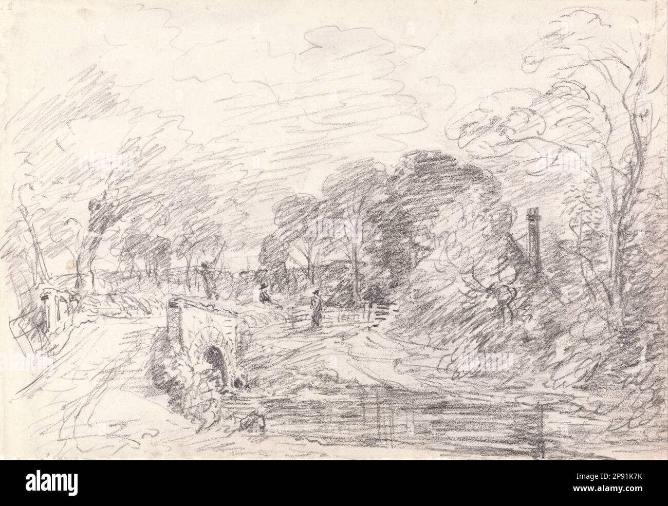 Un pont près de Salisbury court, peut-être Milford Bridge vers 1829 par John Constable Banque D'Images