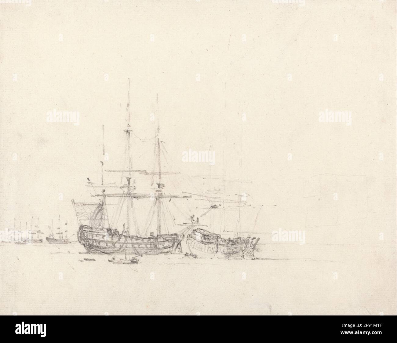 Deux navires à l'ancre 1803 par John Constable Banque D'Images