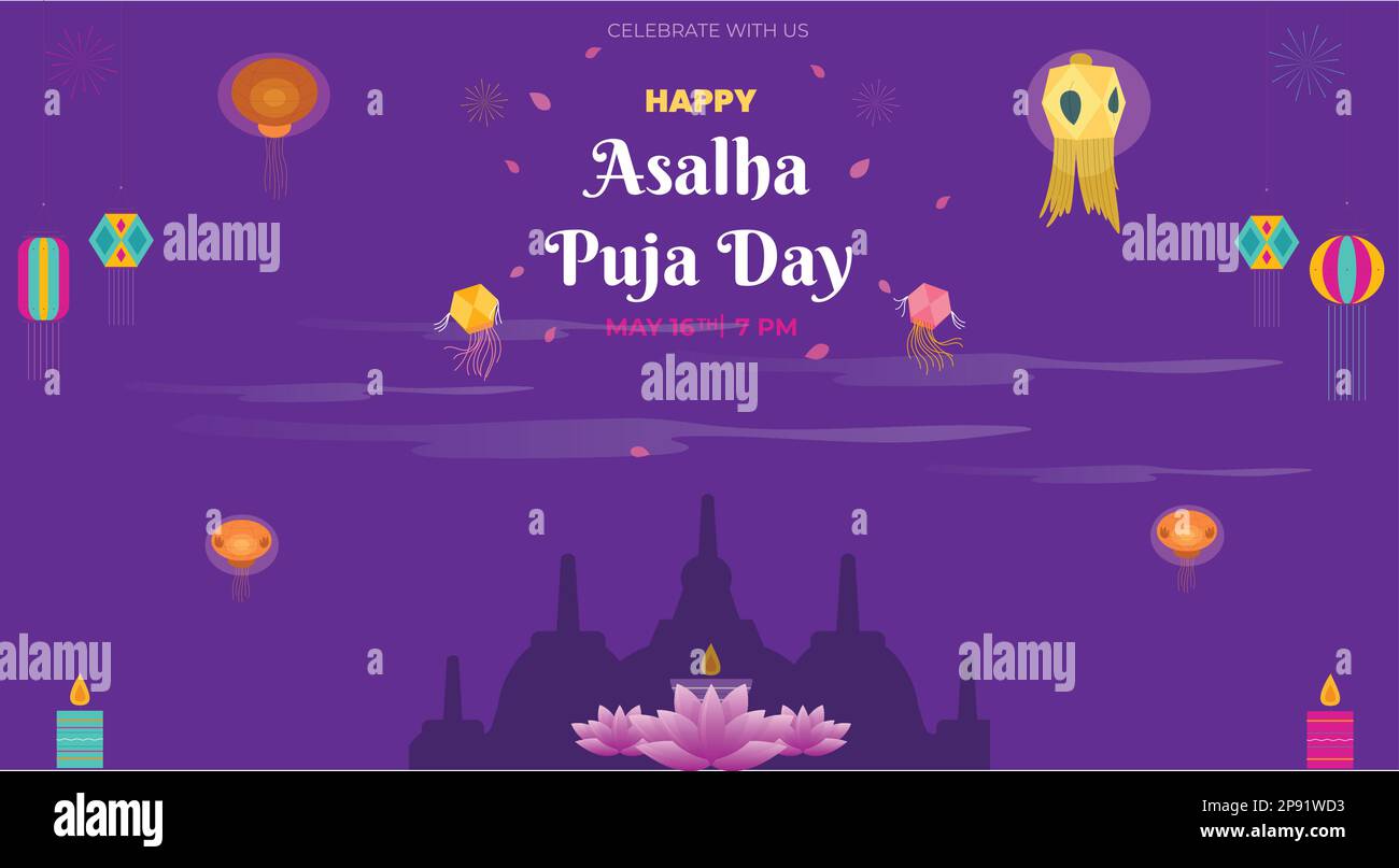 Modèle horizontal de bannière Vesak Day. Wesak Day Illustration de Vecteur