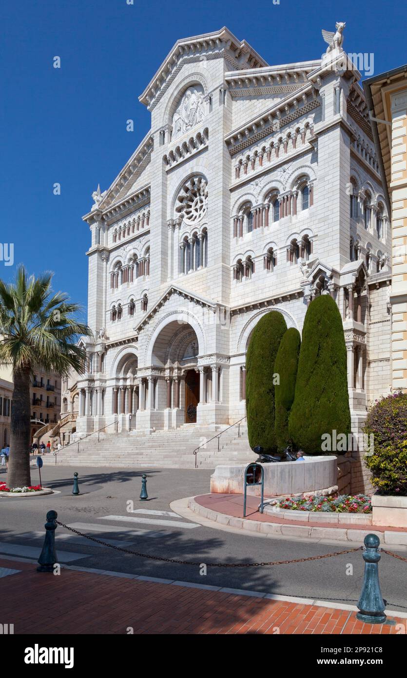 Monaco-ville, Monaco - 28 mars 2019 : la Cathédrale notre-Dame-de-l'Immaculée (Cathédrale notre-Dame-de-l'Immaculée) est une cathédrale catholique romaine Banque D'Images