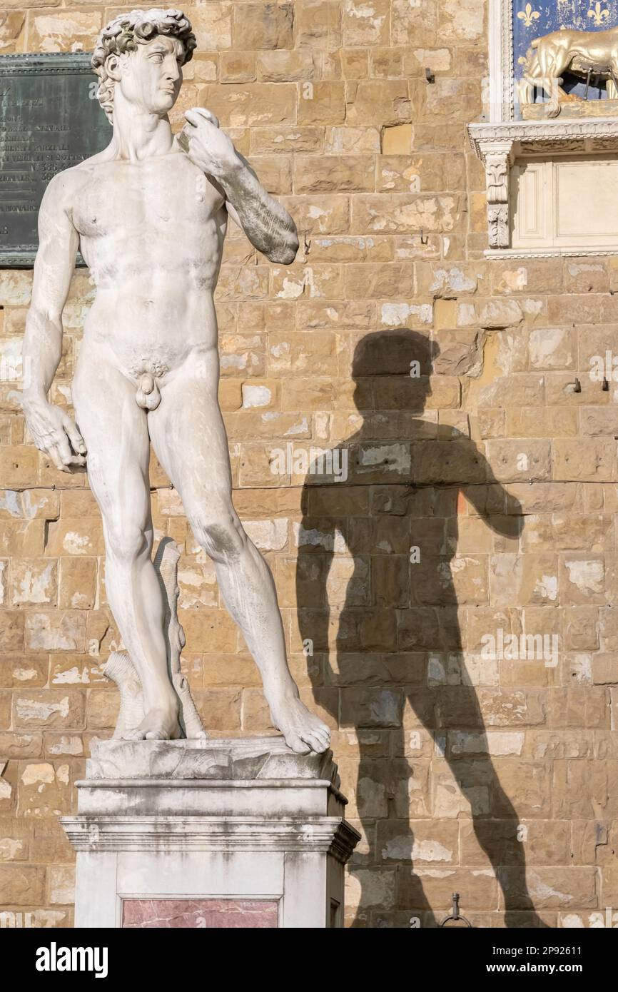 David de Michel-Ange Buonarroti à Florence, Italie. Célèbre chef-d'œuvre de la perfection masculine Banque D'Images