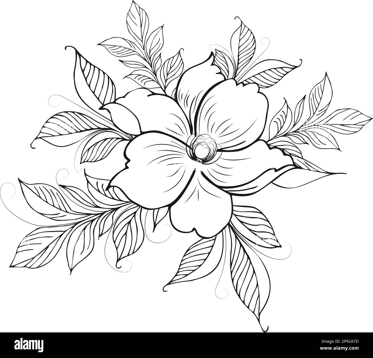 Fond floral, composition florale, fond floral avec fleurs tendres et branches de bourgeons. Dessin à la main. Pour un décor stylisé, des invitations Illustration de Vecteur