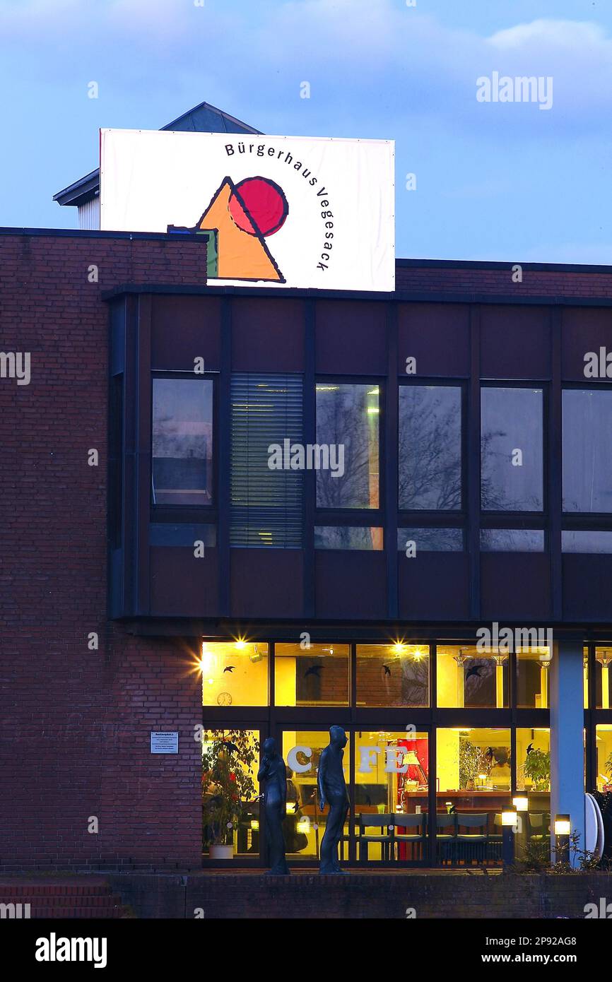 Buergerhaus Bremen Vegesack photo de nuit Banque D'Images