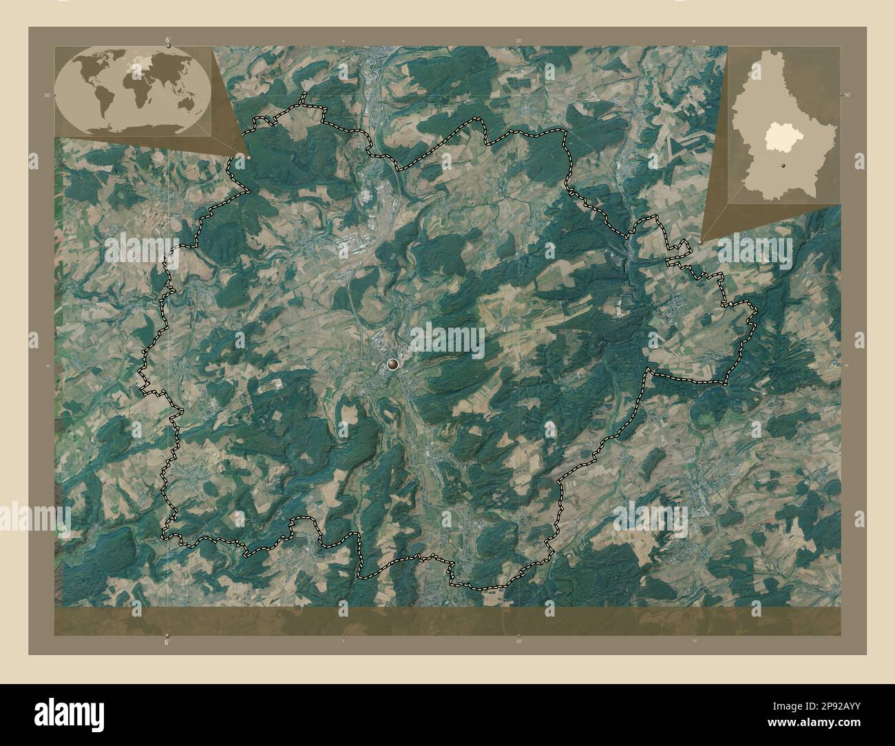 Canton de Luxembourg. Carte satellite haute résolution. Cartes d'emplacement auxiliaire d'angle Banque D'Images