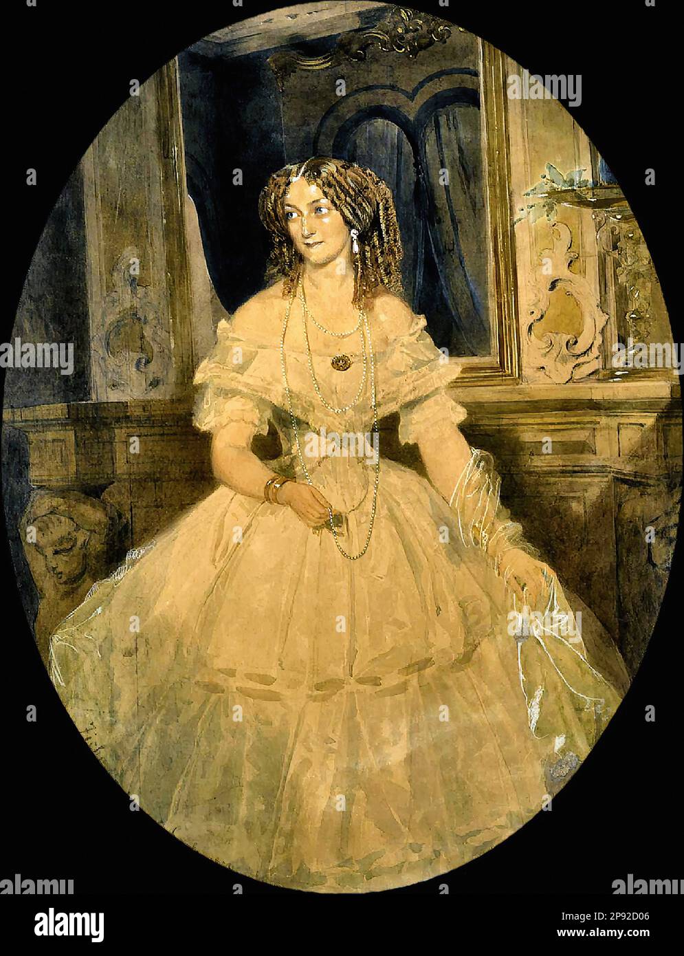 Zichy Mihaly Von - Hölgyportrait - Magyar Iskola - XIX - Zichy Mihaly Von - Portrait d'une Dame - Ecole hongroise - 19th siècle Banque D'Images