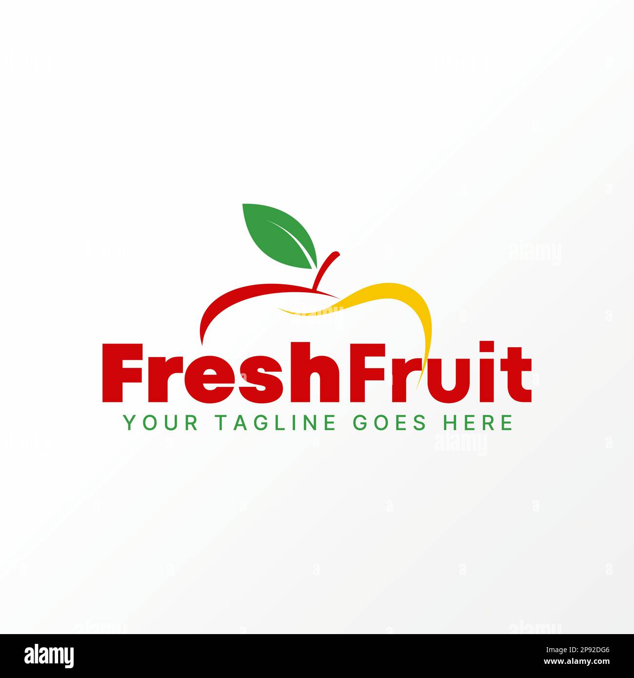 Logo design Graphic concept créatif premium libre vecteur stock swoosh art moitié doux pomme fruit avec feuille. Lié à la boisson de jus frais nature vegan Illustration de Vecteur