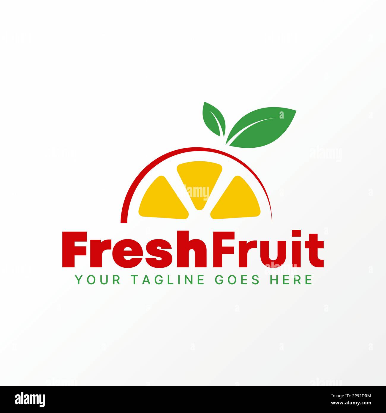 Logo design Graphic concept créatif premium libre vecteur stock unique moitié doux orange boisson aux fruits avec des feuilles. Lié à la nature fraîche de citron vegan Illustration de Vecteur