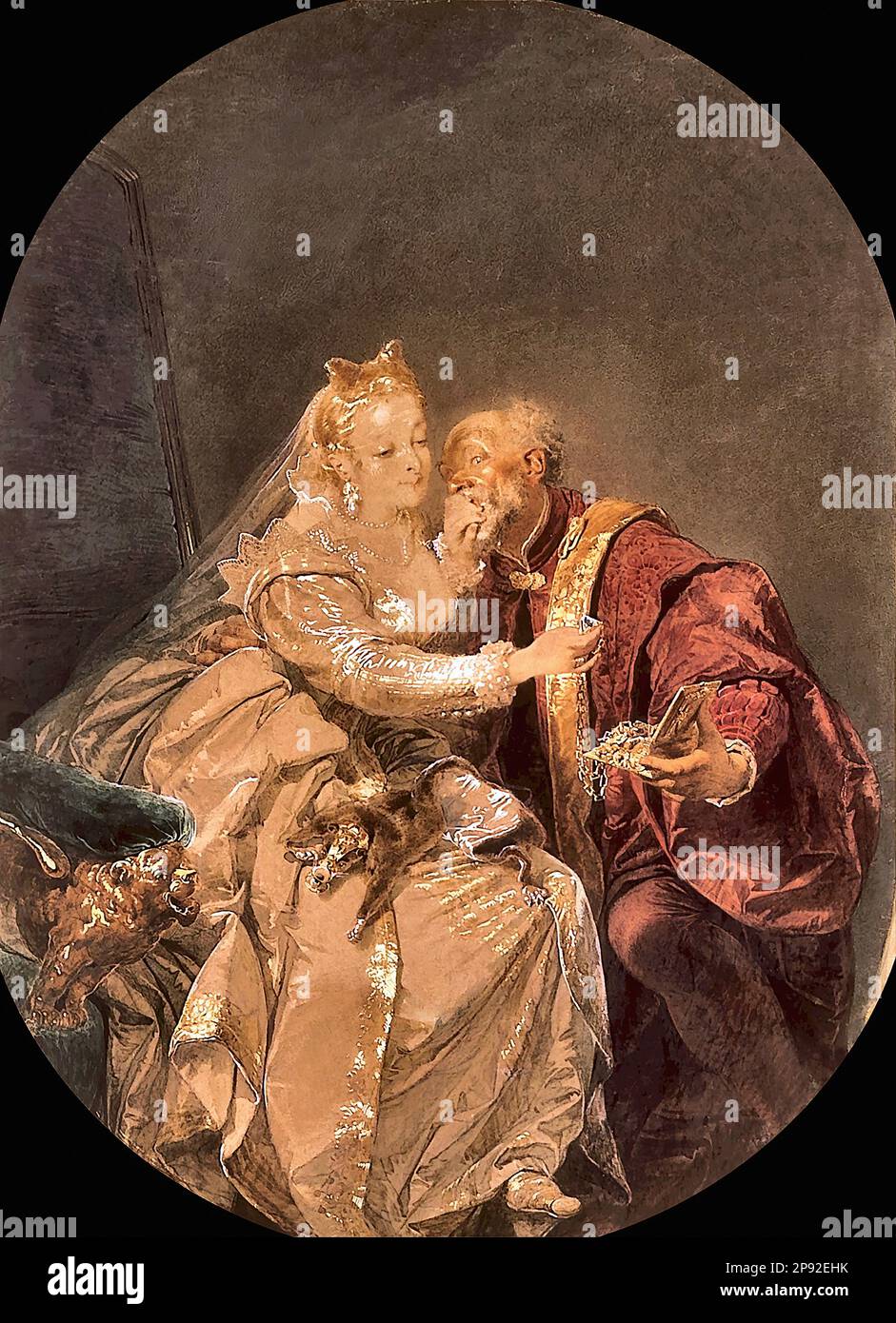 Zichy Mihály Von - Udvarlás - Magyar Iskola - XIX - Zichy Mihaly Von - cours - Ecole hongroise - 19th siècle Banque D'Images