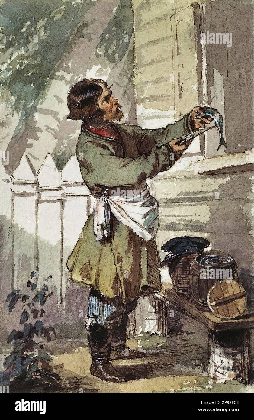 Zichy Mihály Von - Heringárus - Magyar Iskola - XIX - Zichy Mihaly Von - Vendeur de Herring - Ecole hongroise - 19th Century Banque D'Images