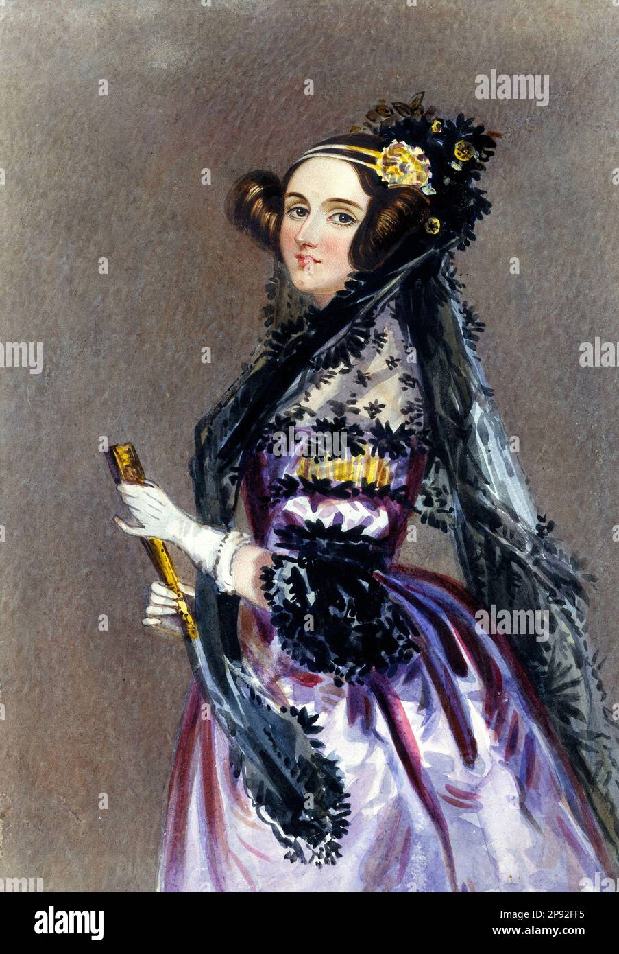 Alfred Edward Chalon - Portrait en aquarelle d'Ada King, comtesse de Lovelace (Ada Lovelace) -1840 Banque D'Images