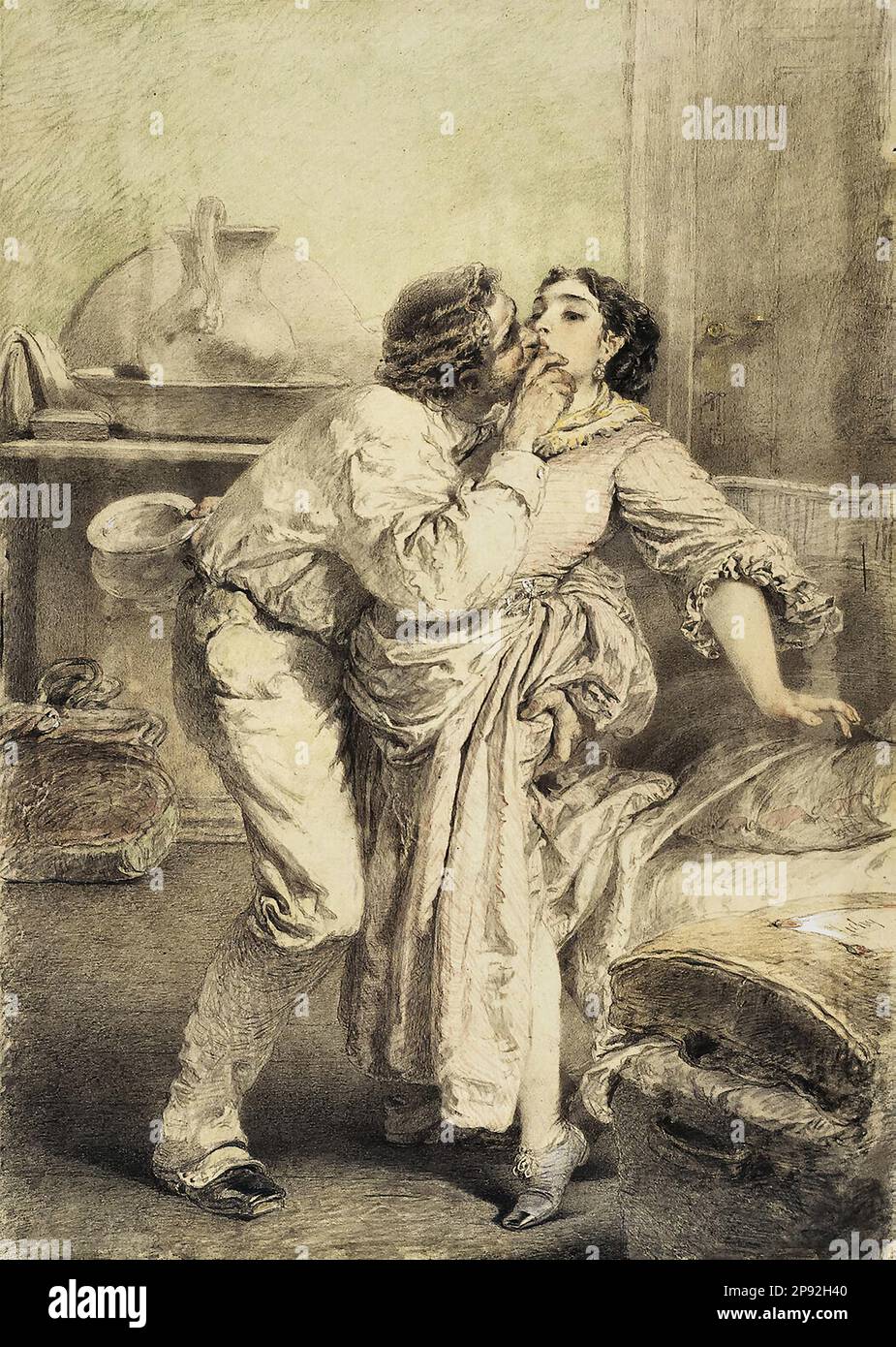 Zichy Mihaly Von - Művészszerelem - Magyar Iskola - XIX - Zichy Mihaly Von - Amour de l'artiste - Ecole hongroise - 19th siècle Banque D'Images