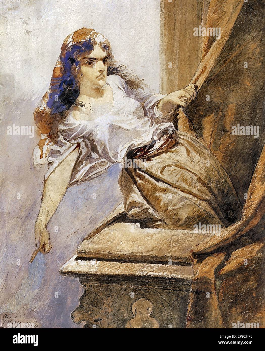 Zichy Mihály Von - Tamara - Magyar Iskola - XIX - Zichy Mihaly Von - Tamara - Ecole hongroise - 19th Century Banque D'Images