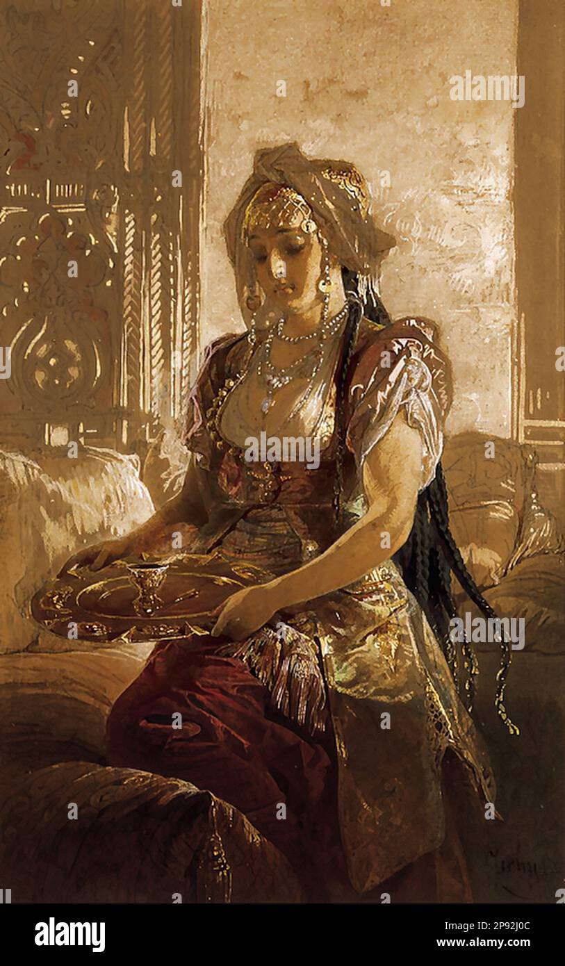 Zichy Mihály Von - Keleti szépég - Magyar Iskola - XIX - Zichy Mihaly Von - Beauté orientale - Ecole hongroise - 19th siècle Banque D'Images