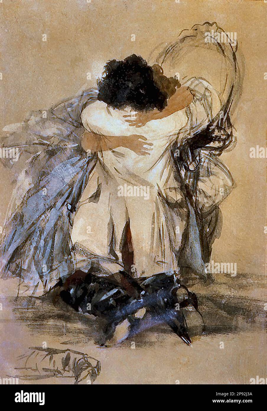 Zichy Mihály Von - Szerelmesek 3 - Magyar Iskola - XIX - Zichy Mihaly Von - Lovers 3 - Ecole hongroise - 19th Century Banque D'Images