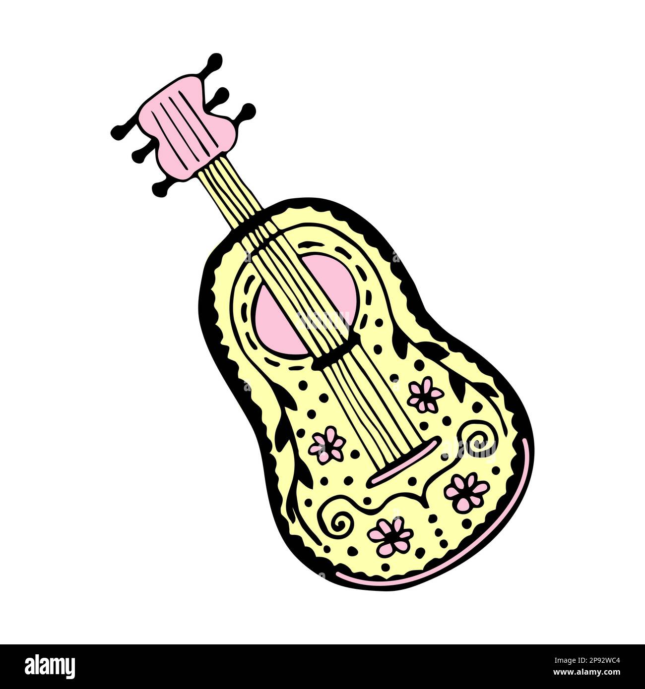 Guitarre mexicaine, adorable bouée colorée Illustration de Vecteur