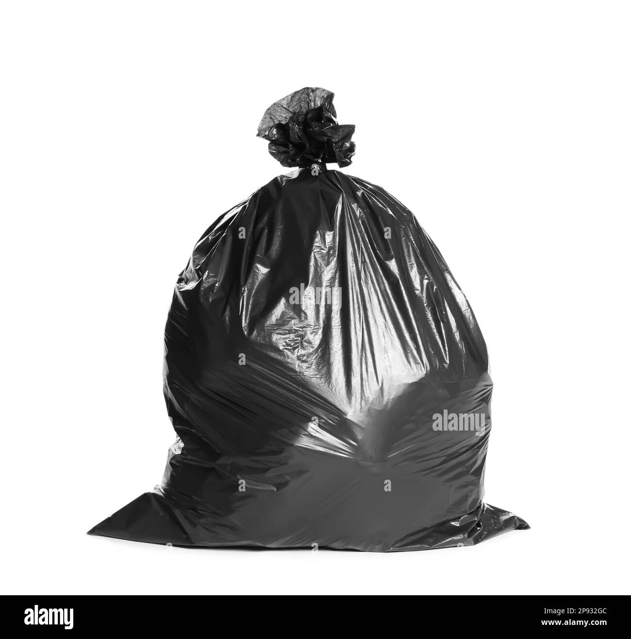 Sac poubelle noir rempli d'ordures isolées sur blanc Photo Stock - Alamy