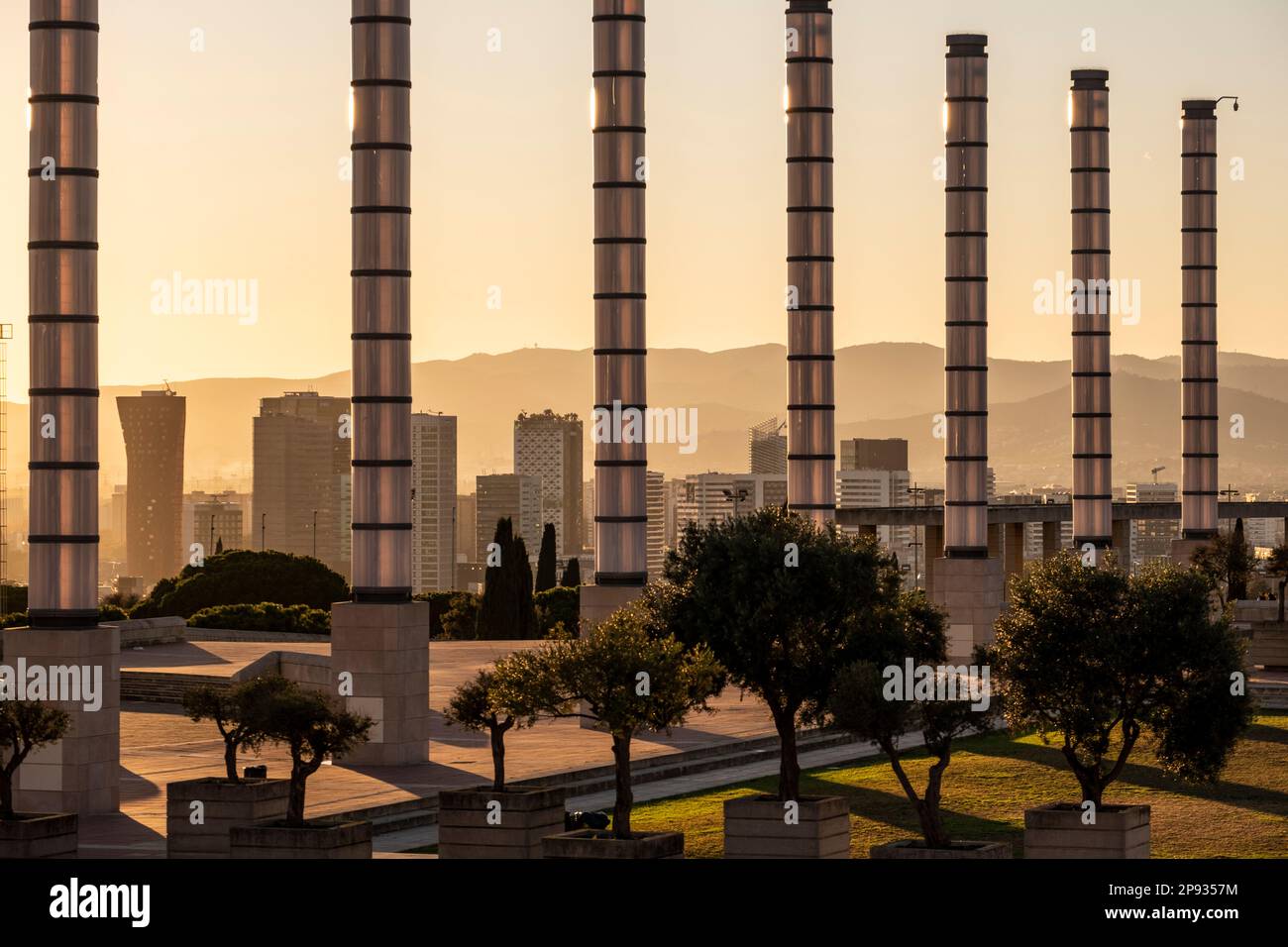 Espace architectural dans l'anneau olympique des Jeux Olympiques de Barcelone 1992 Banque D'Images