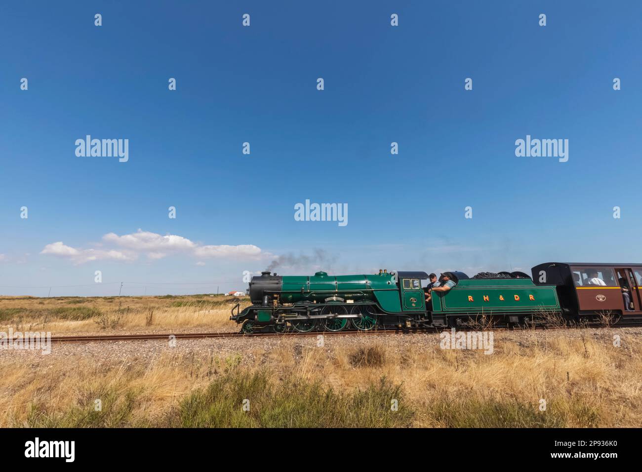 Angleterre, Kent, Dungeness, Romney Hythe et Dymchurch Railway, train à vapeur Banque D'Images