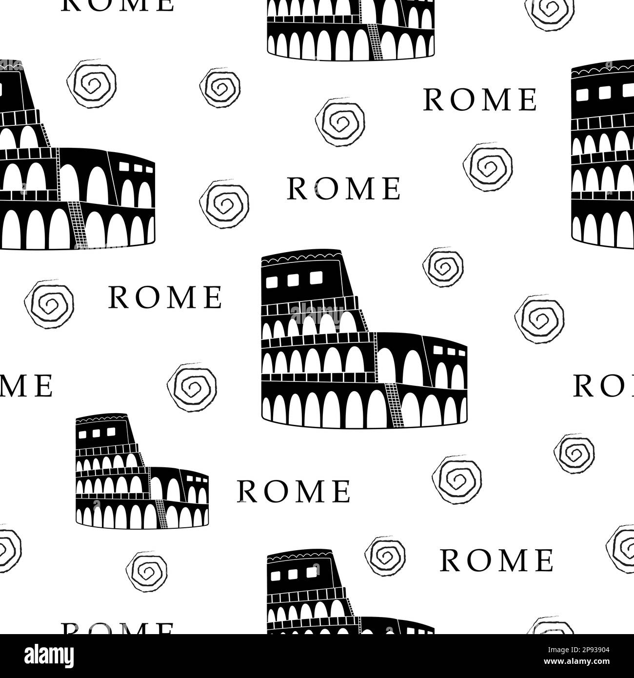Rome, motif noir et blanc sans couture Illustration de Vecteur