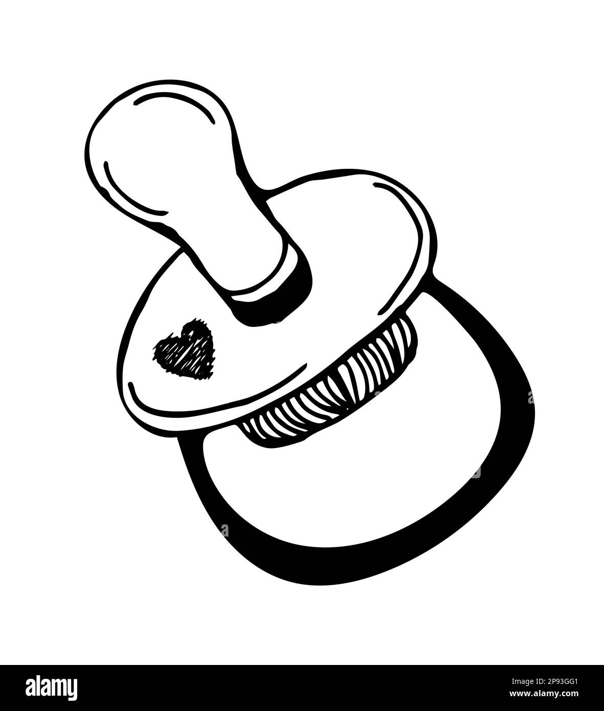 Sucette pour bébé, Doodle noir et blanc Illustration de Vecteur