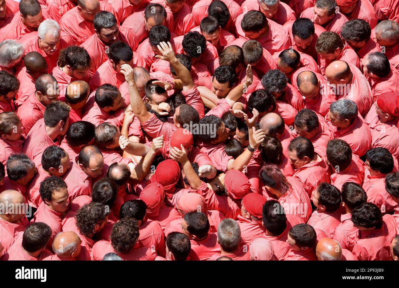 Colla Vella dels Xiquets de Valls.'Castellers' les capacités humaines, une tradition catalane.Valls. Province de Tarragone, Espagne Banque D'Images