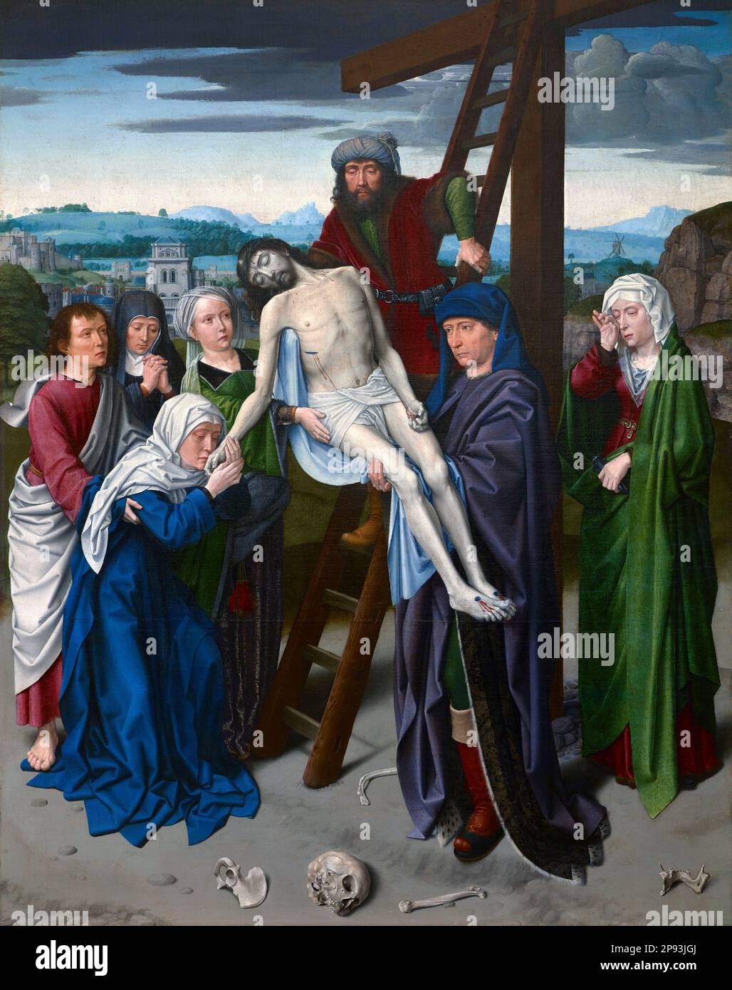 La déposition de Gerard David (1460-1523), huile sur toile, c. 1495-1500 Banque D'Images