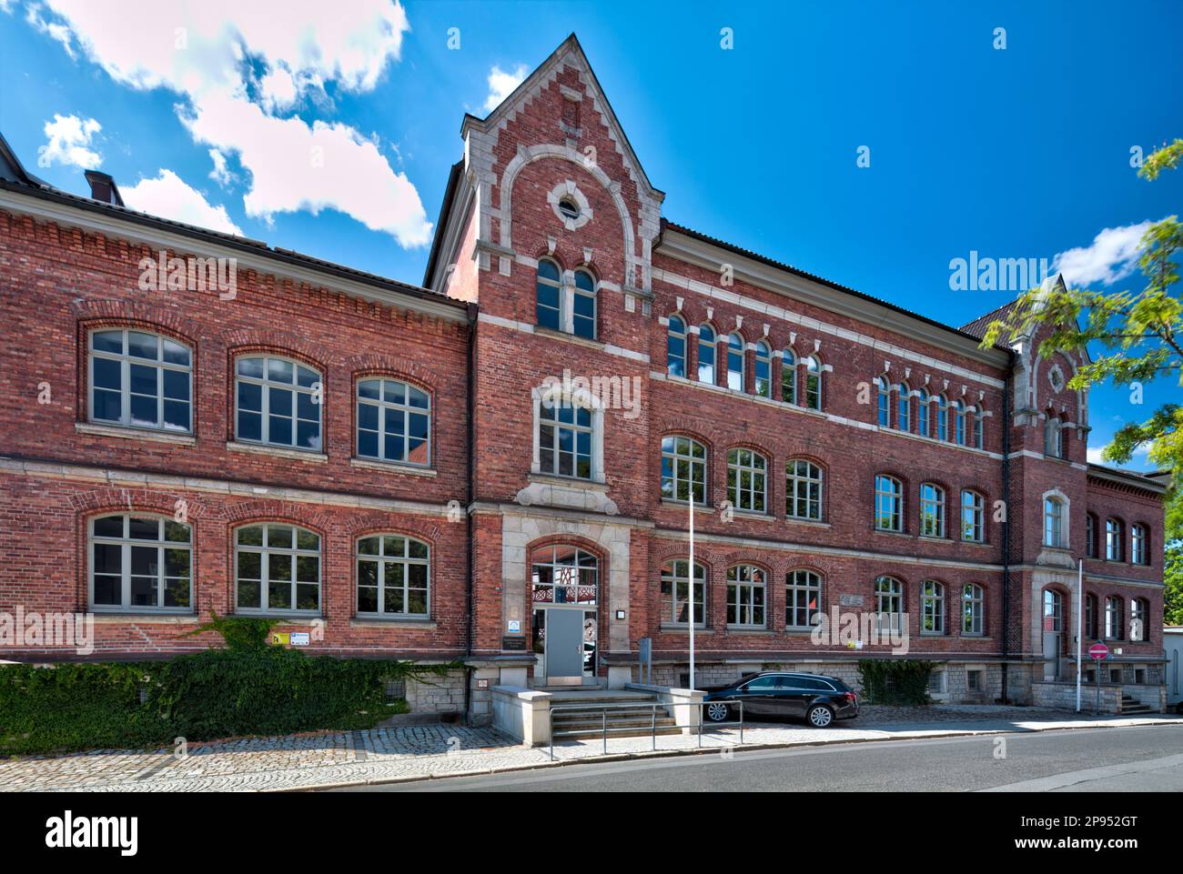 École secondaire d'État, Otto Ludwig, bâtiment de l'école, entrée, façade de la maison, Historique, Eisfeld, Comté de Hildburghausen, Thuringe, Allemagne, Banque D'Images