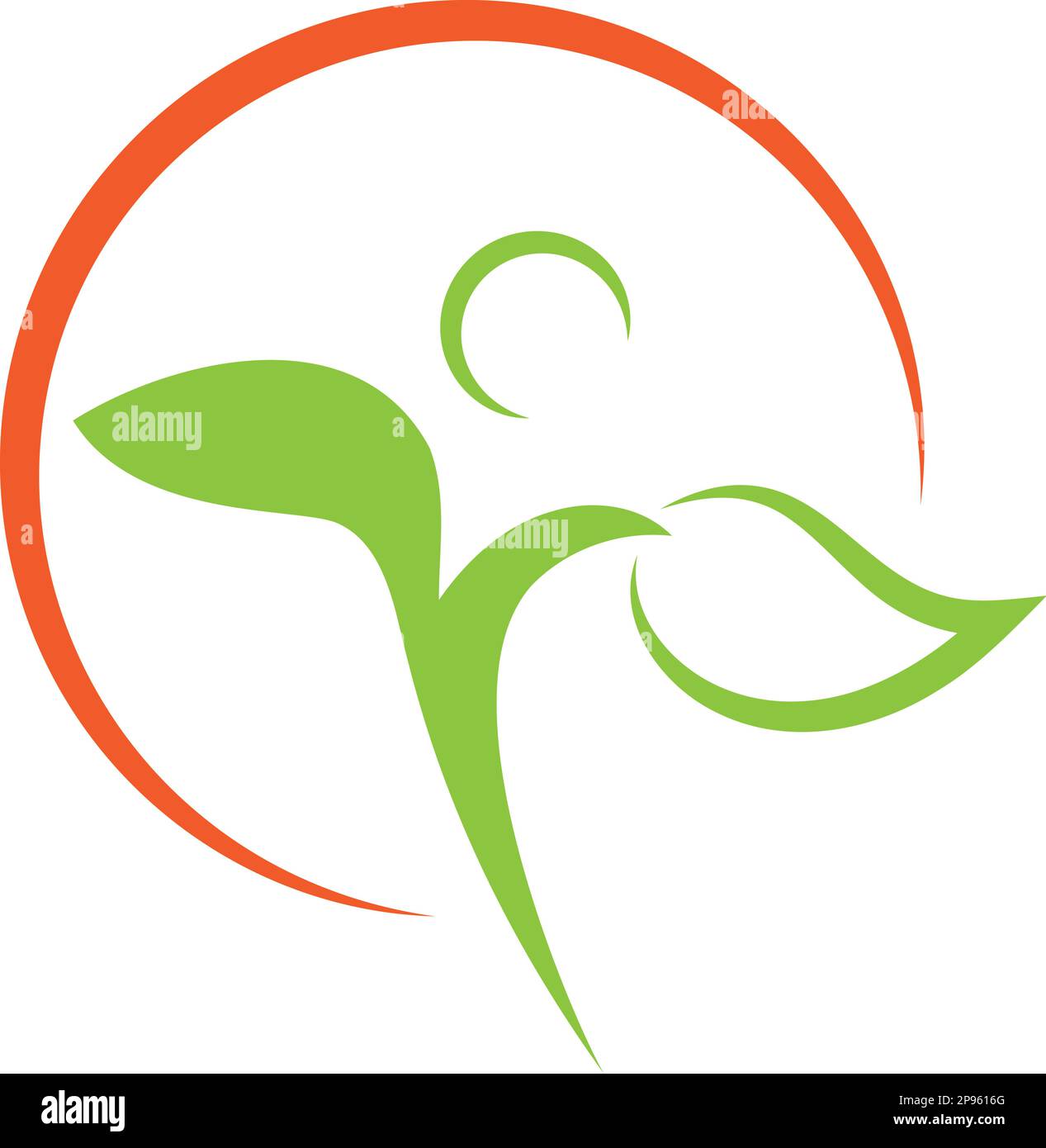 Personne et feuilles, chiropraticien, naturopathe et logo de jardinier, icône Illustration de Vecteur