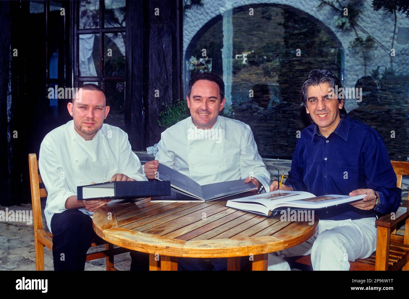 Bulli team.Albert Adrià, Ferran Adrià et Juli Soler.El Bulli restaurant.Cala Montjoi. Roses.Girona.Catalogne.Espagne Banque D'Images