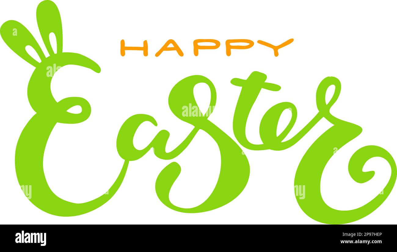 Jolie citation à lettres joyeuses Pâques avec oreilles de lapin Illustration de Vecteur