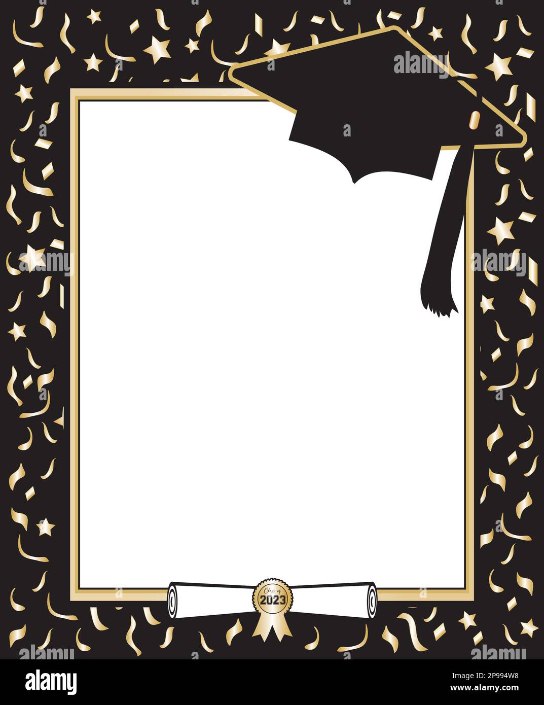 Toile de fond de remise des diplômes 2025 Noir et or personnalisée BRP3-231