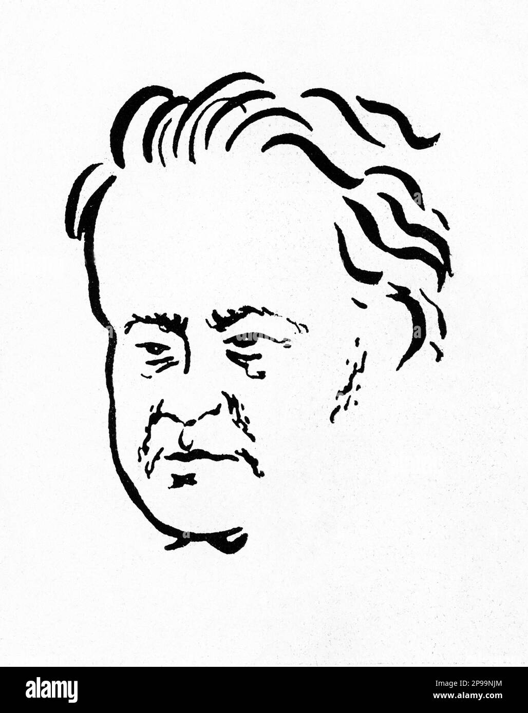 1932 environ : Le compositeur italien OTTORINO RESPIGHI ( 1879 - 1936 ), musicologue, pianiste, violoniste et violoniste. Il est surtout connu pour sa trilogie romaine et les trois suites des airs anciens et des danses . À l'ACCADEMIA d'ITALIA fasciste de 1932 . Caricature du magazine ITALIA LETTERARIA - MUSICA CLASSICA - CLASSIQUE - OPERA - COMPOSIORE LIRICO - portrait - ritratto - LIRICA - MUSICISTA - MUSICA --- ARCHIVIO GBB Banque D'Images