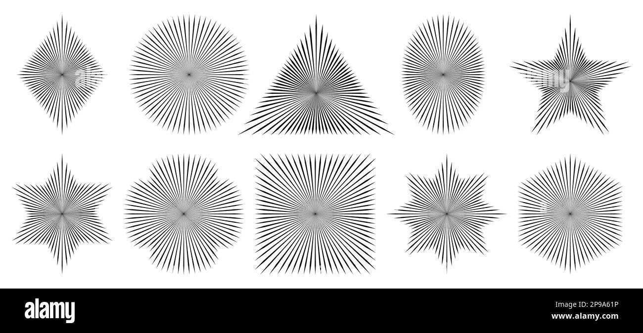 Triangles, carrés, étoiles, losange, formes ovales pour votre dessin avec lunettes de soleil, rayons de soleil à l'intérieur pour votre dessin Illustration de Vecteur