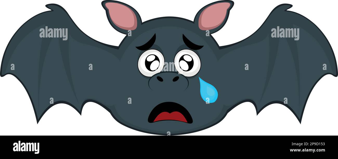 illustration vectorielle d'une chauve-souris vampire de dessin animé avec une expression triste, avec des yeux et des larmes de larmes tombant de l'un de ses yeux Illustration de Vecteur